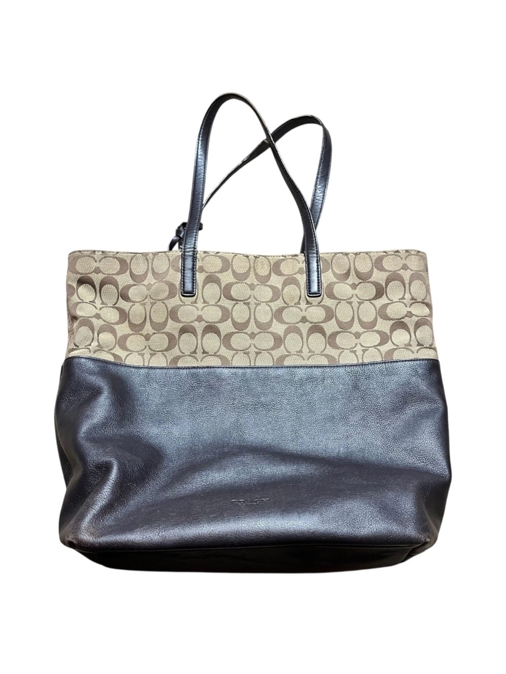 Coach Signature Two-Tone Tote Bag in Brown/Khaki large